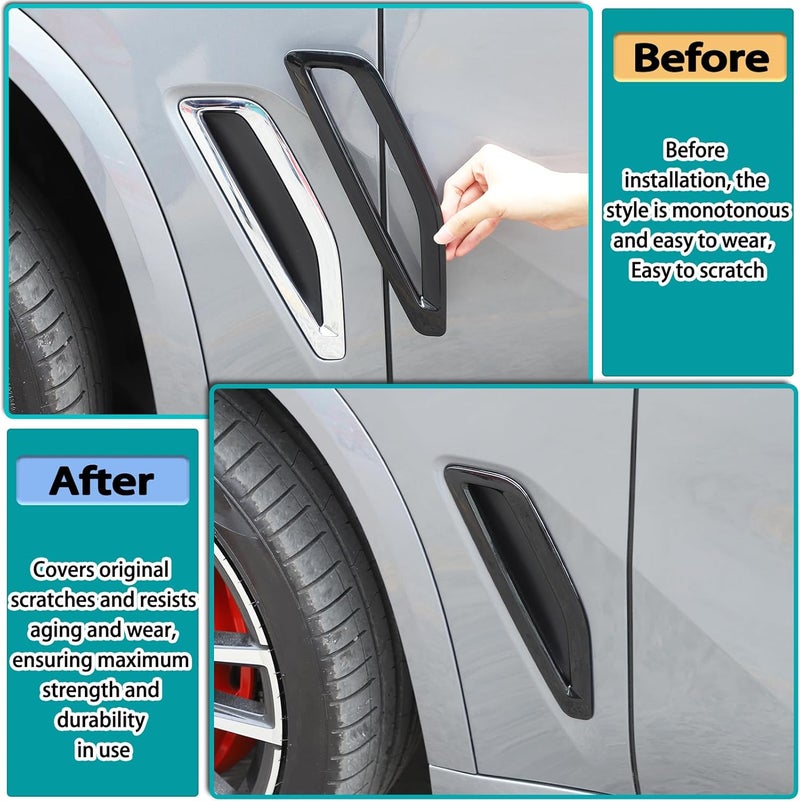 Hudiriy Front Side Fender Vent Decoration Trim Compatible with BMW X5 G05 2019-2022 Spoiler Body Decoration Cover, Air Flow Intake Hole Grille Exterior Accessories (Piano Black) - Image 2